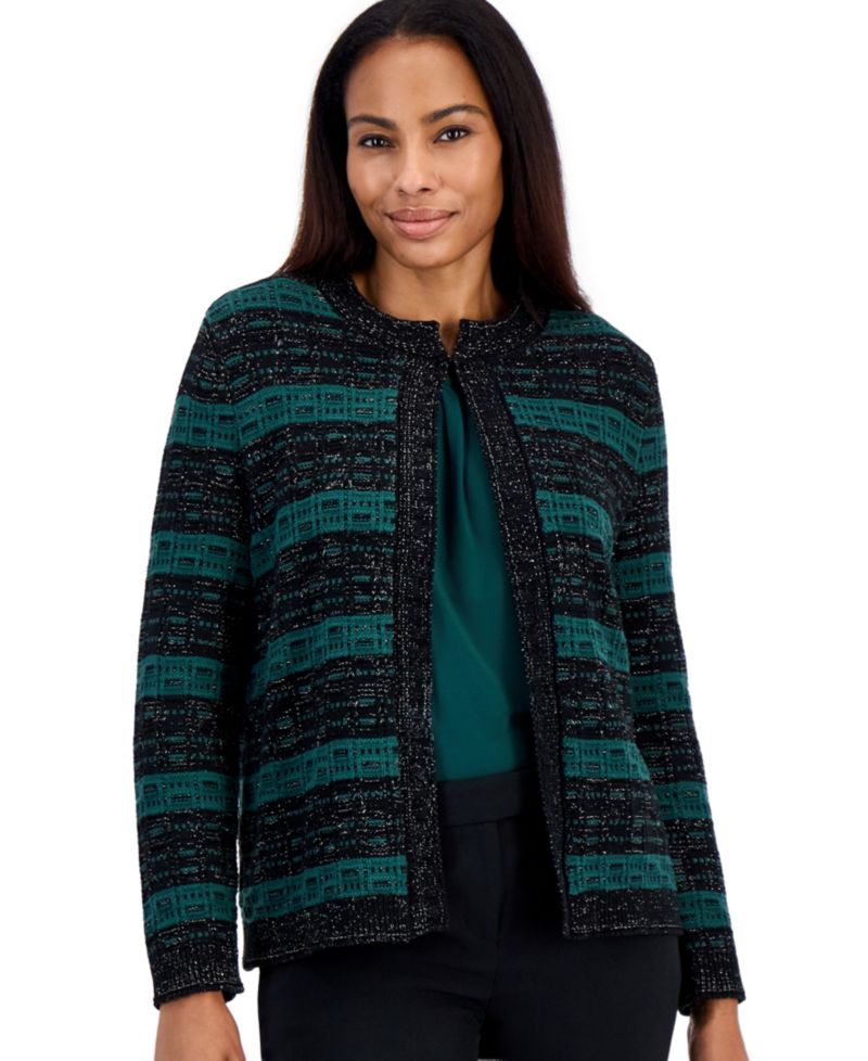 Petite Colorblock Stripe Cardigan Sweater