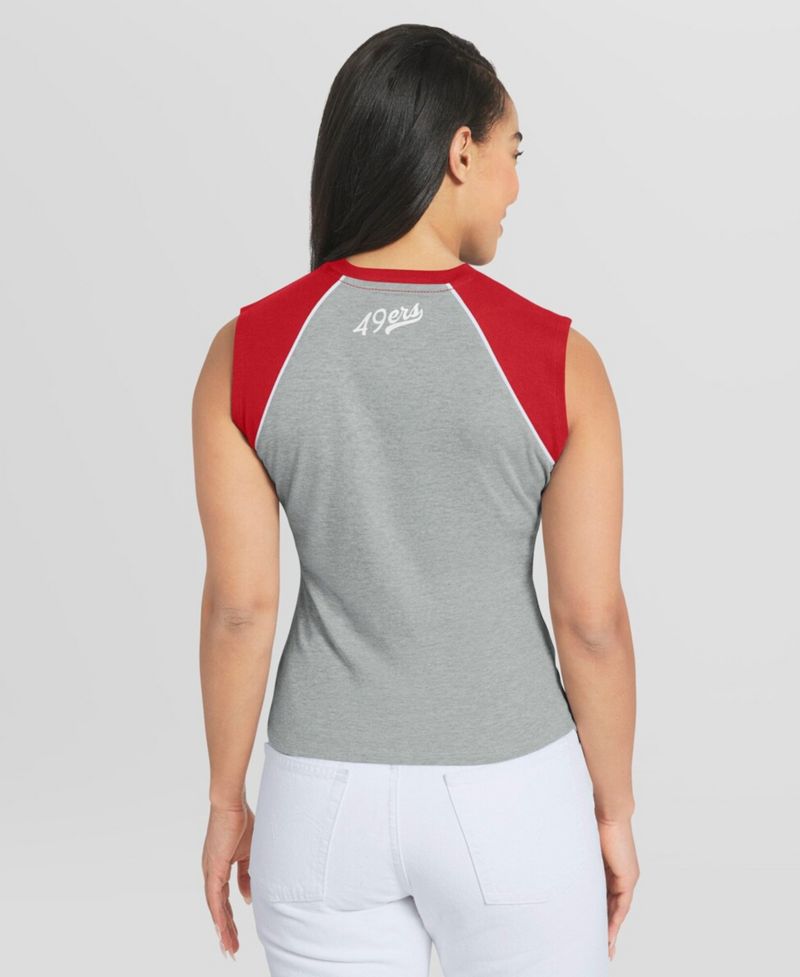 Women's Gray San Francisco 49ers Cropped Raglan Tank Top