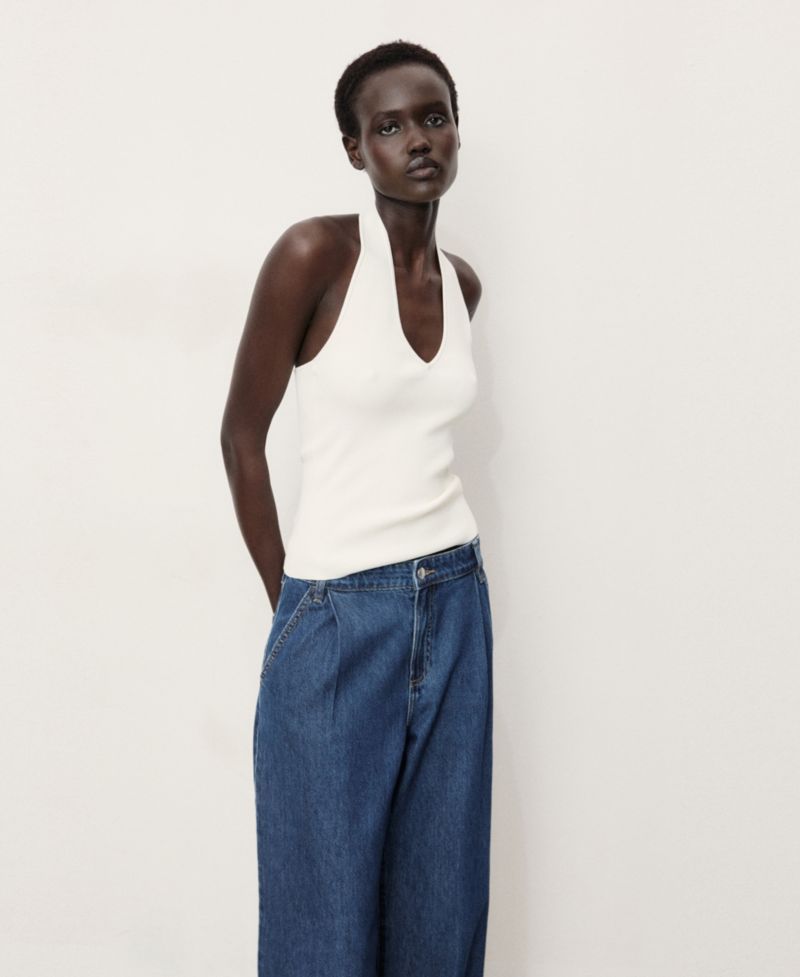Women's Wide Leg Pleated Jeans