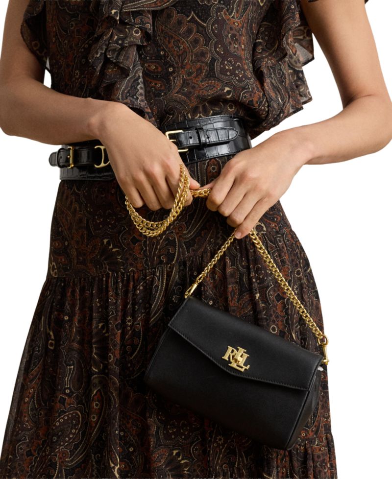 Turnlock Leather Wristlet Crossbody