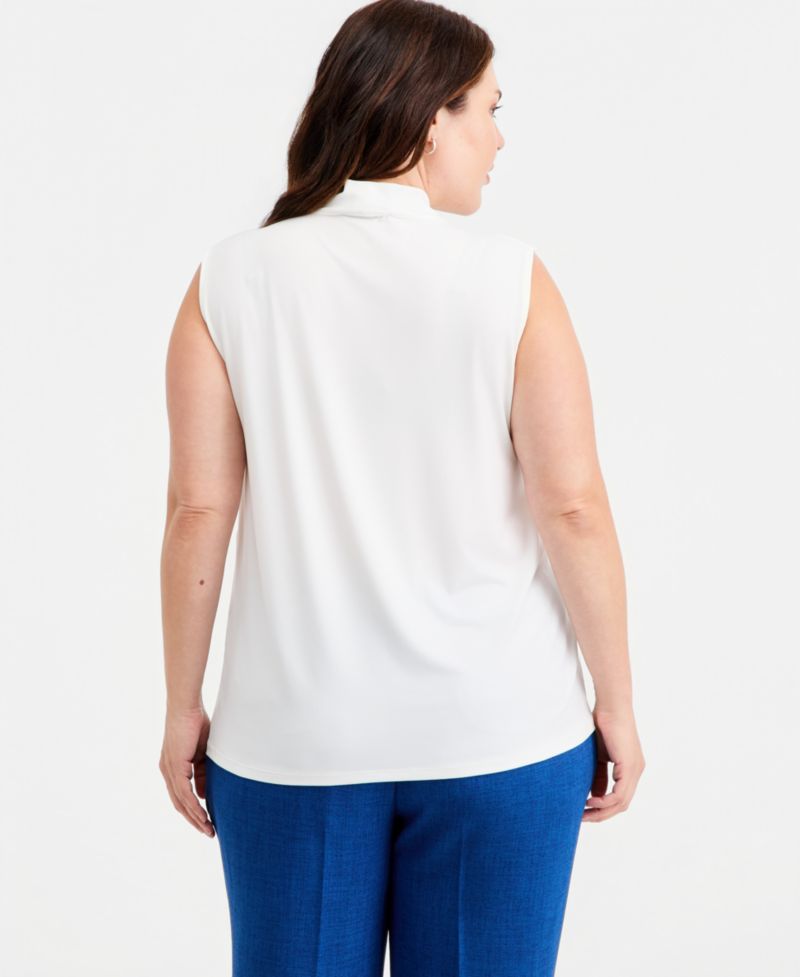 Plus Size Tie-Neck Sleeveless Top