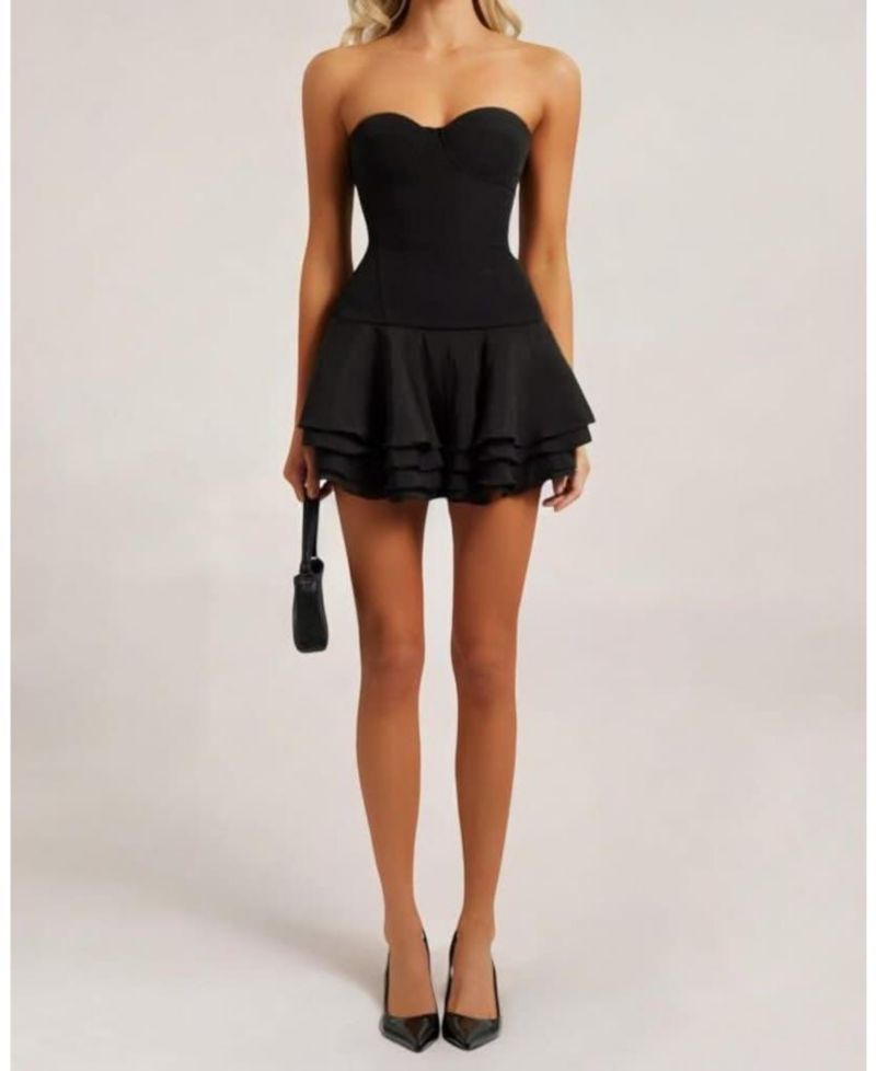 Women's Corset Chiffon Flared Mini Dress