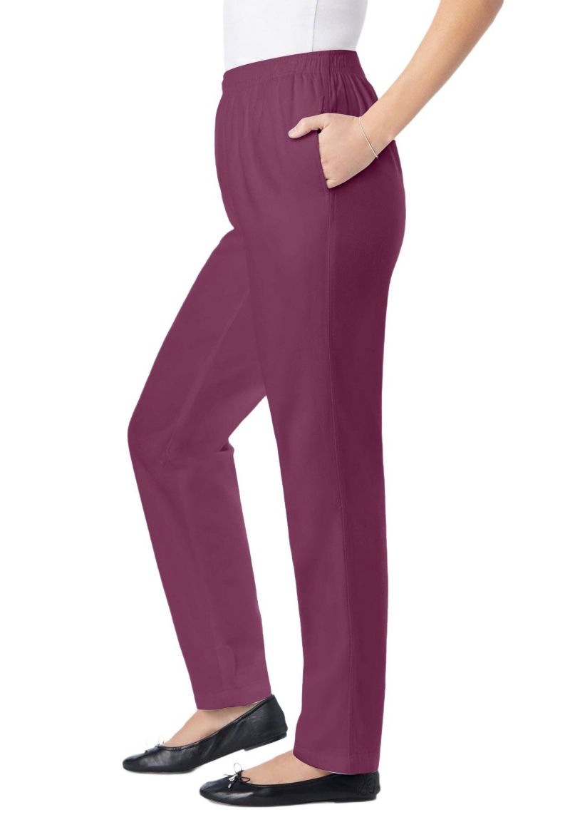 Women's Plus Size Tall Straight-Leg All-Cotton Denim Pull-On 7-Day Elastic-Waist Jeans
