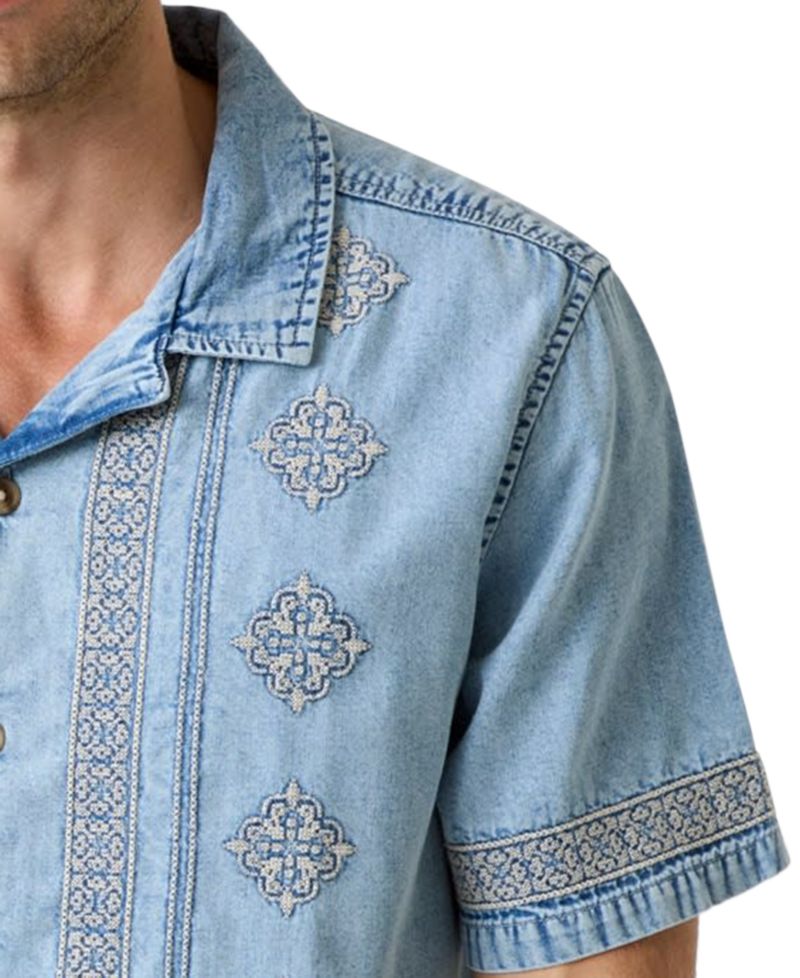 Men's Short-Sleeve Embroidered Shirt
