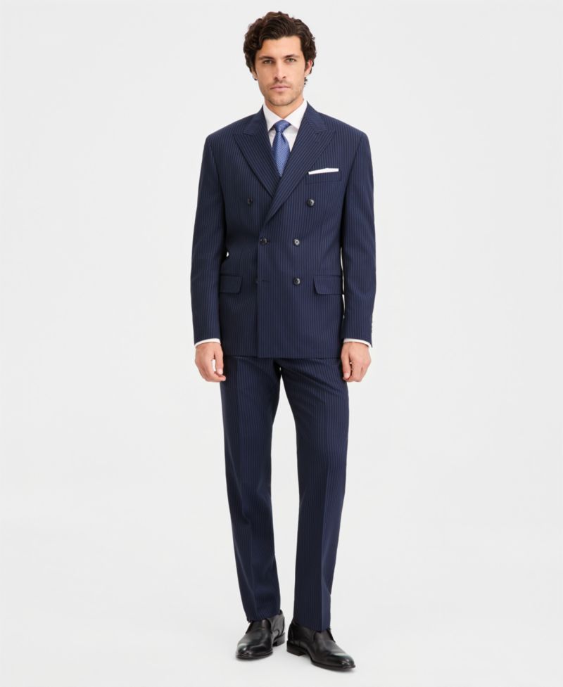 Men's Classic-Fit Navy Pinstripe Double-Breasted Suit Separates
