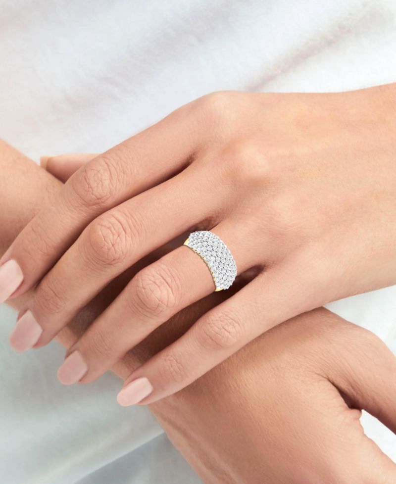 Lab-Grown Diamond Pav&eacute; Band (2 ct. t.w.) in Sterling Silver or 14K Gold-Plated Sterling Silver