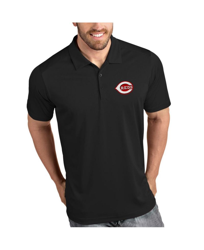 Men's Black Cincinnati Reds Tribute Polo