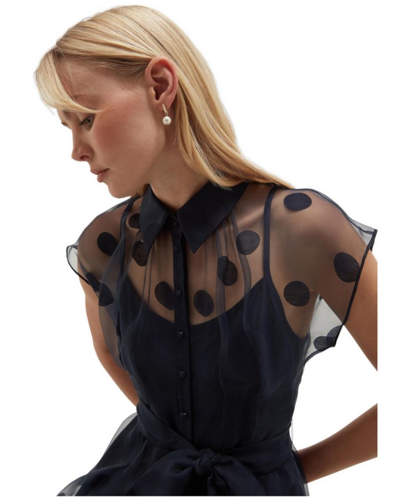 Women's Tess Sheer Polka Dot Shirt Dress