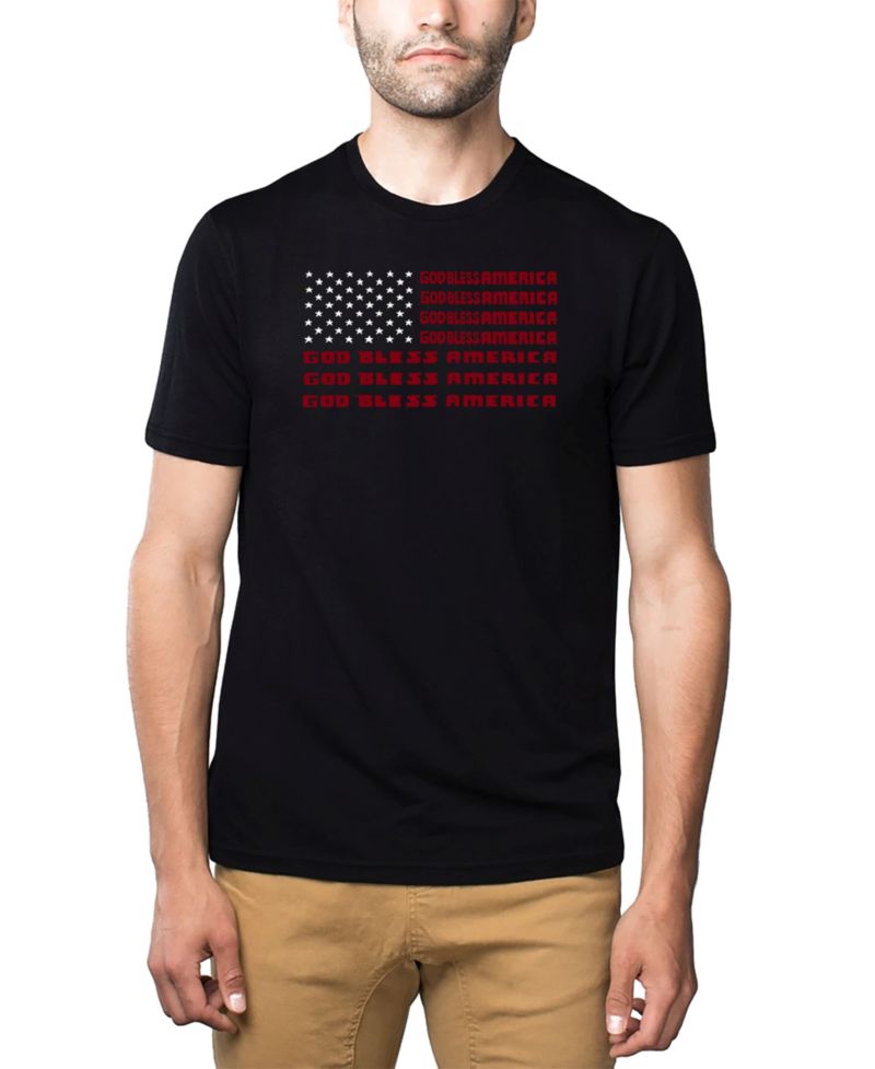 Men's Cotton/Poly Blend Word Art God Bless America T-shirt