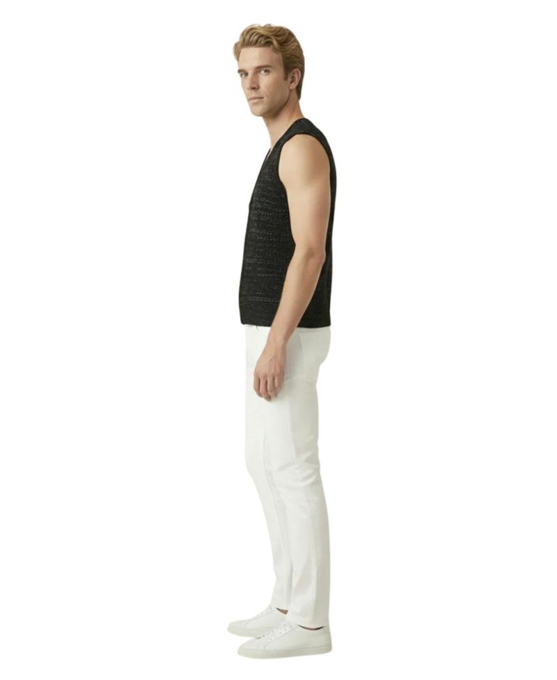 Men's Textured V-Neck Button-Front Knit Vest
