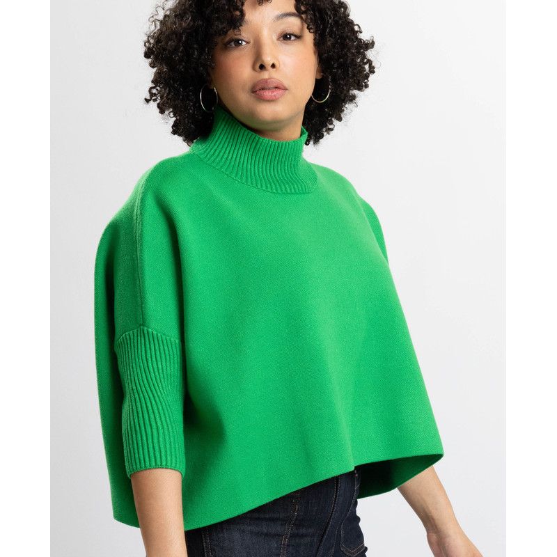 Women's Jordan Turtleneck Cropped 3/4-Length Sleeves Sweater