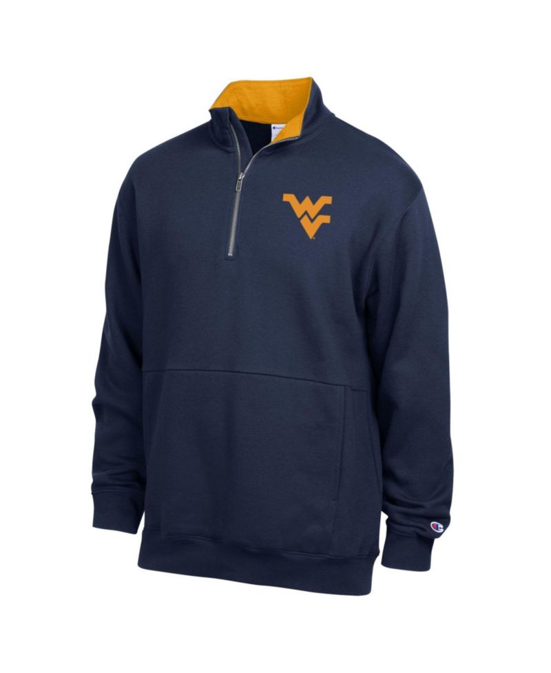 Men's Navy West Virginia Mountaineers Fleece Quarter-Zip Pullover