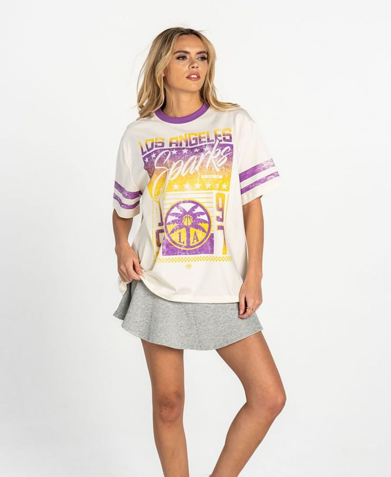 Women's White Los Angeles Sparks Drop-Shoulder Oversized T-Shirt