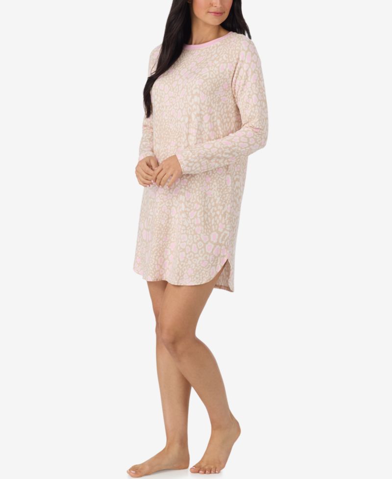 Women's Sweater-Knit Scoop Neck Curved-Hem Sleep Shirt