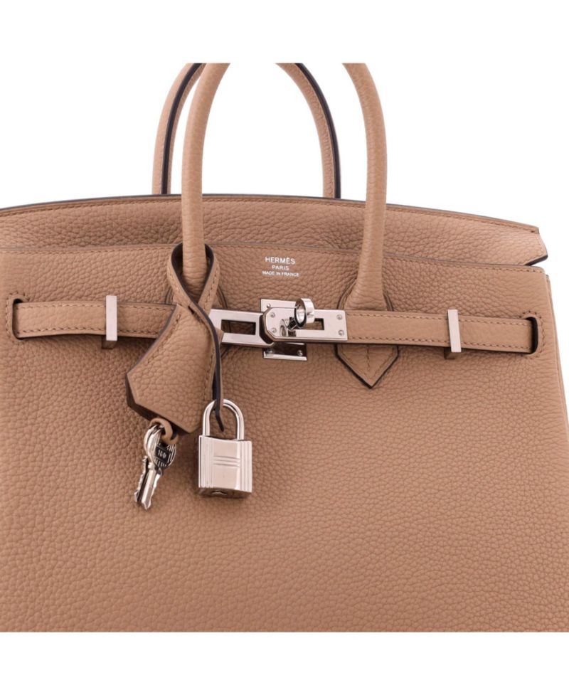 Pre-Owned Hermes Birkin 25 Handbag Brown Togo with Palladium Hardware