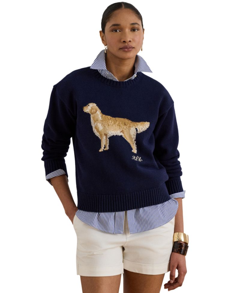 Petite Intarsia-Knit Crewneck Sweater