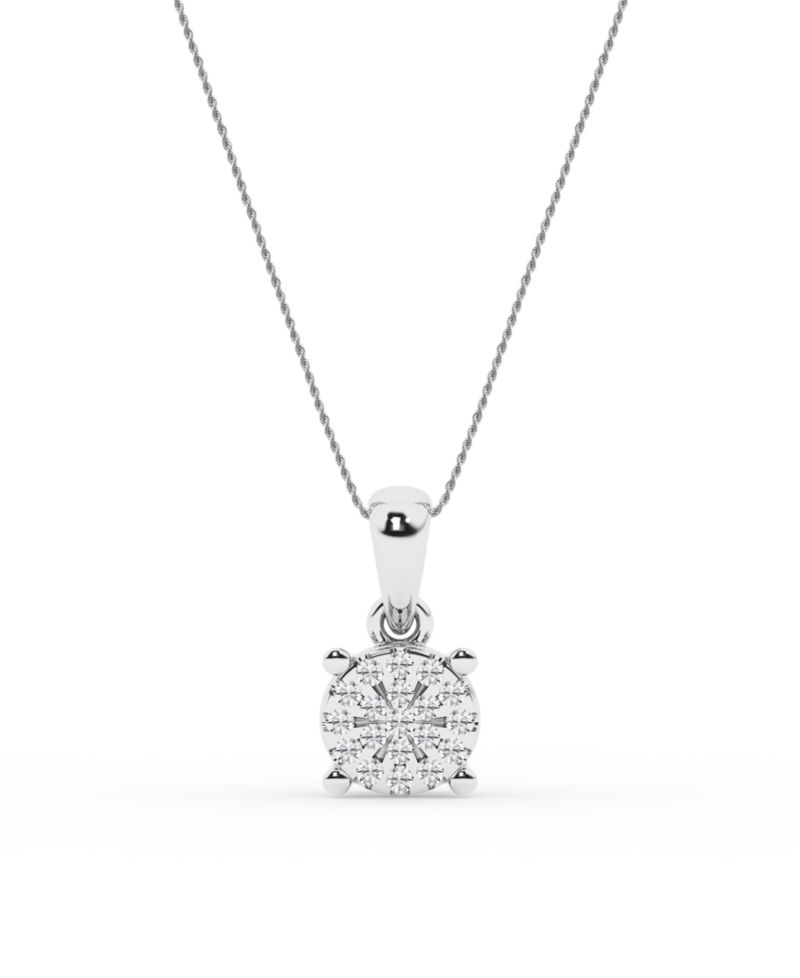 Diamond Cluster Pendant Necklace in Sterling Silver (1/10 ct. t.w.)