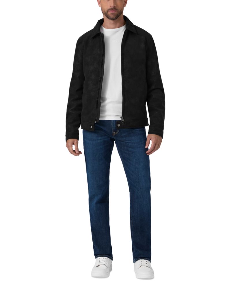 Men's Monogram Faux Leather Zip-Front Jacket
