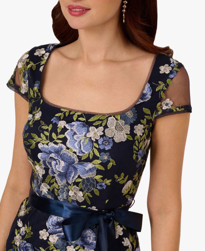 Women's Cascading Floral Sheath Gown