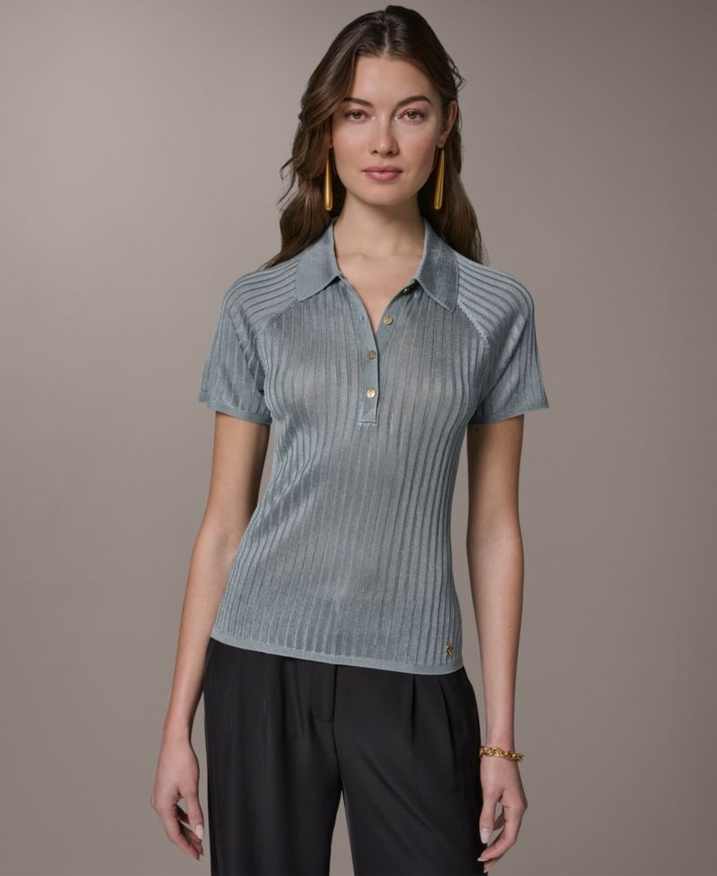 Women's Short-Sleeve Polo Sweater
