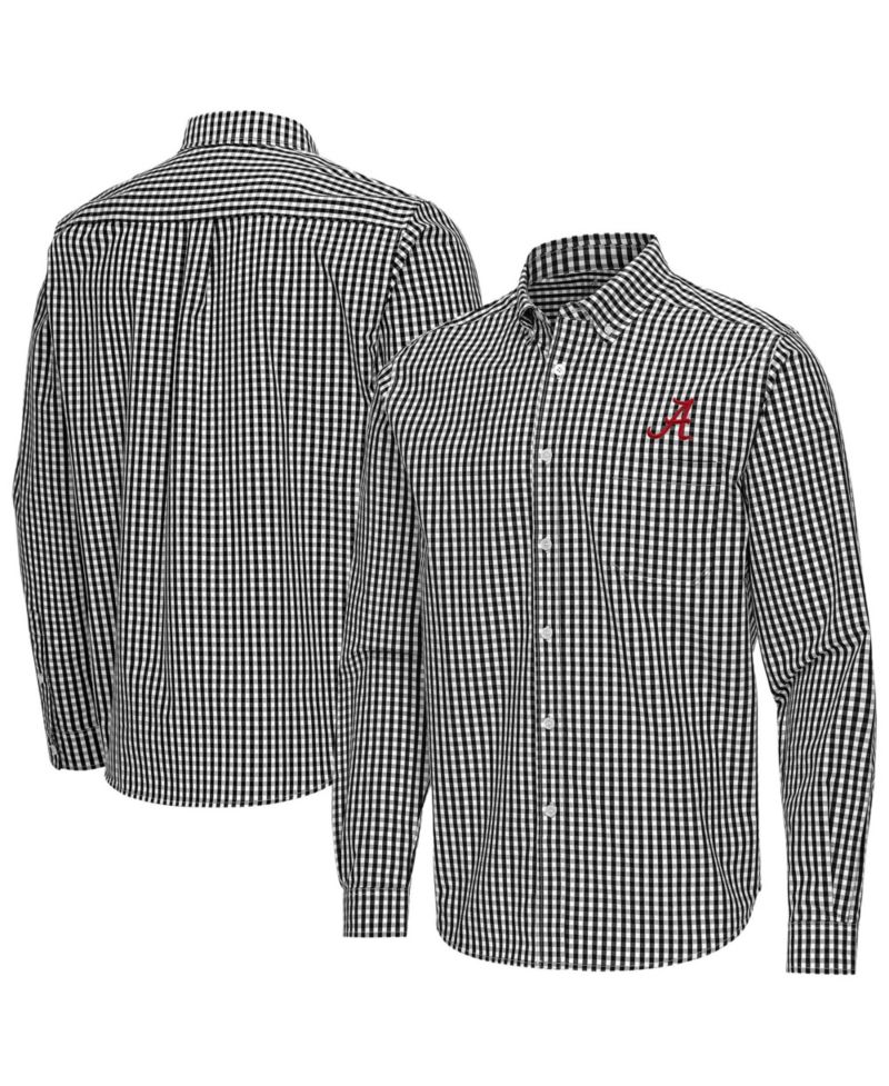 Men's Black Alabama Crimson Tide Ellis Woven Tri-Blend Long Sleeve Button-Down Shirt