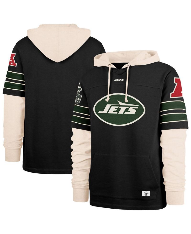 Men's Black New York Jets Split Zone Cornerback Duo Hoodie