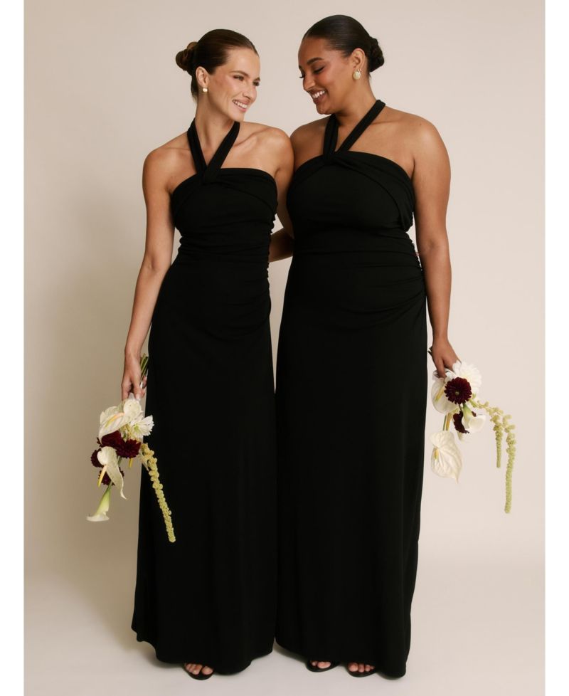 Women's Halter Neck Stretch Bridesmaid Dress
