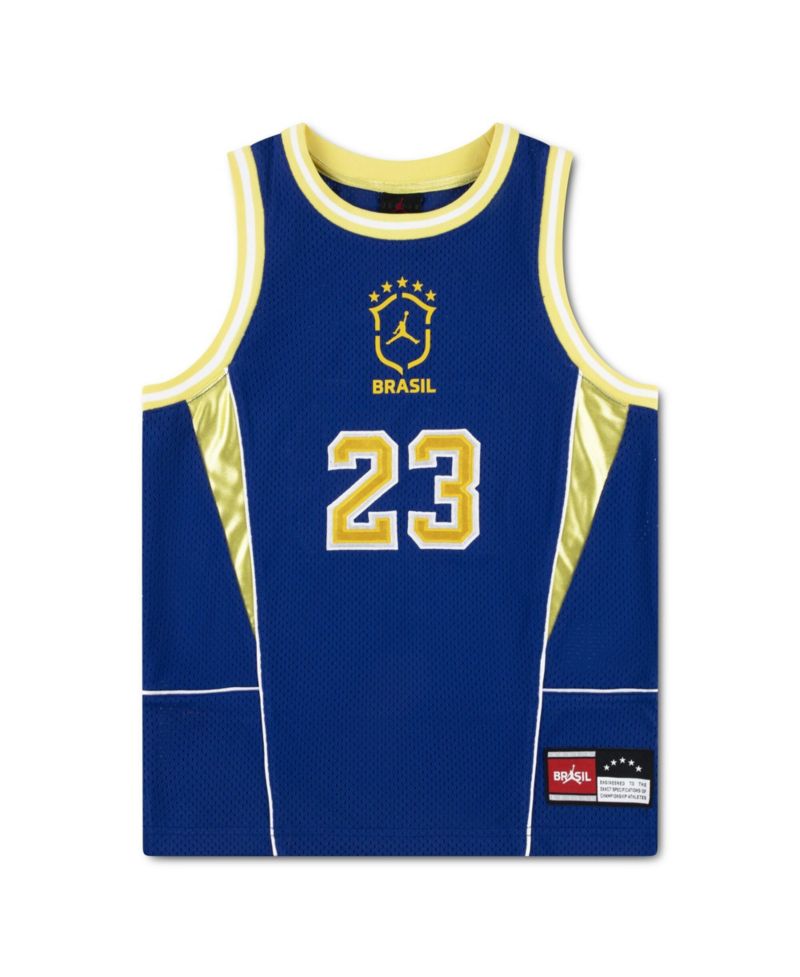 Big Boys and Girls Royal Brazil National Team Mesh Basketball Fashion Jersey