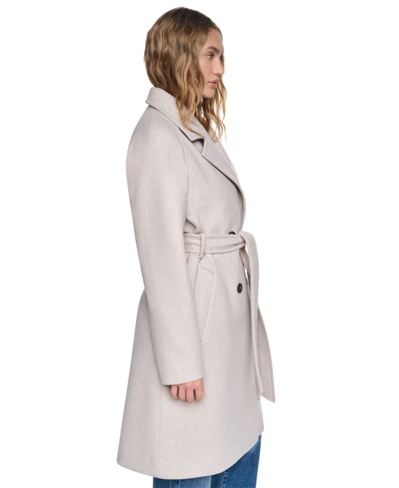 Women's Double-Breasted Belted Notch Collar Coat