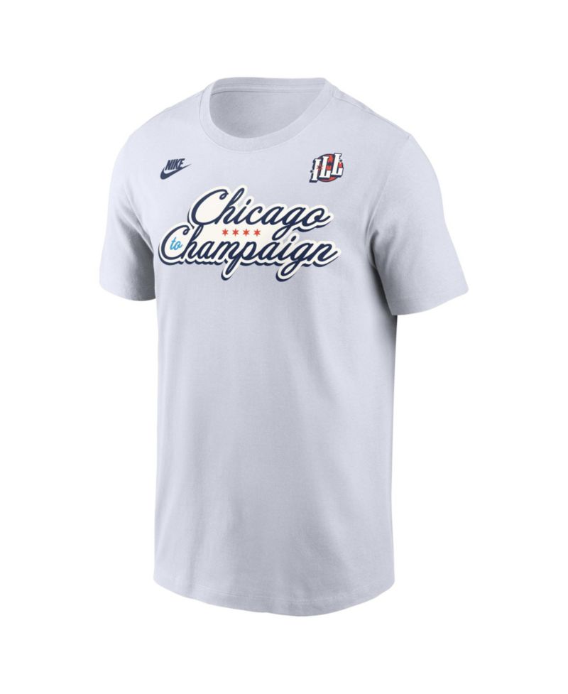 Men's White Illinois Fighting Illini Chicago to Champaign Illinois T-Shirt