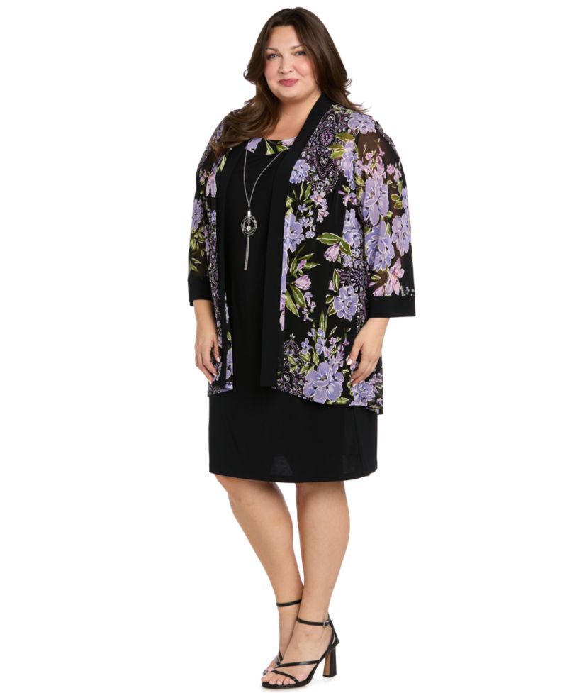 Petite Necklace Sheath Chiffon-Jacket Dress