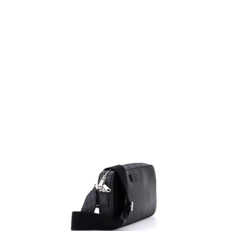 Small Crossbody Camera Bag Leather and GG Coated Canvas