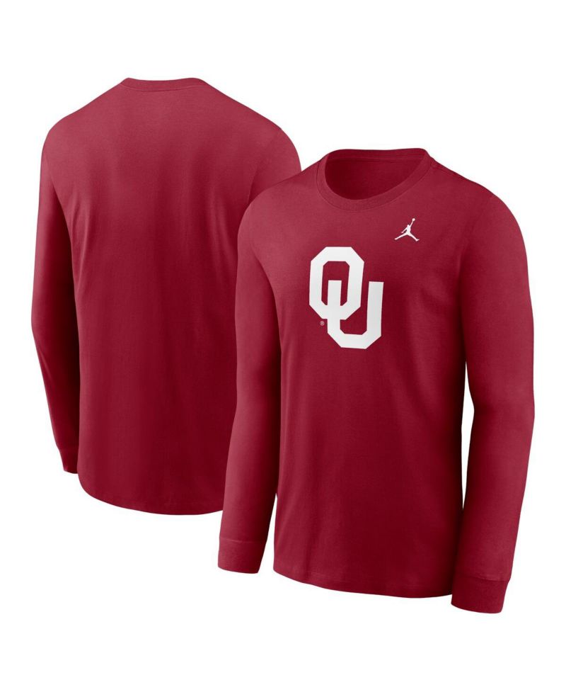 Men's Crimson Oklahoma Sooners Primary Logo Long Sleeve T-Shirt