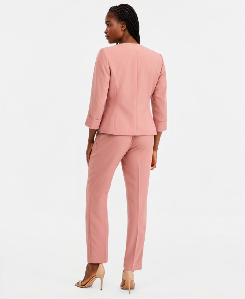Women's Cuffed 3/4-Sleeve Collarless Blazer