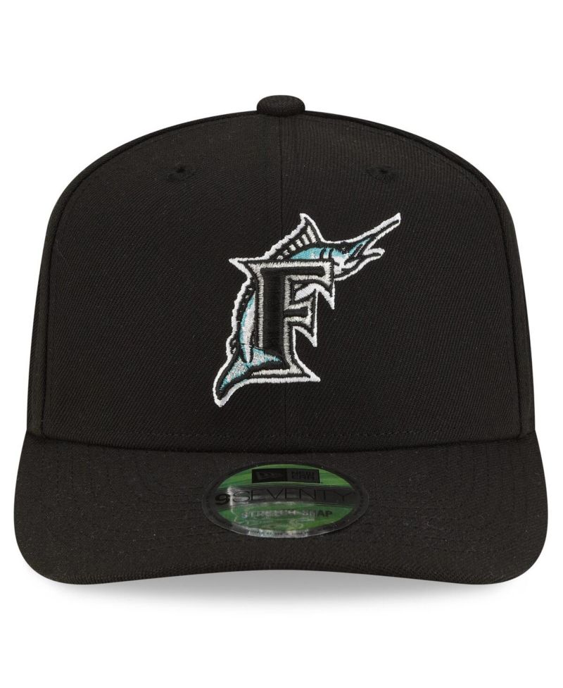 Men's Black Florida Marlins Player Replica 9SEVENTY Adjustable Hat
