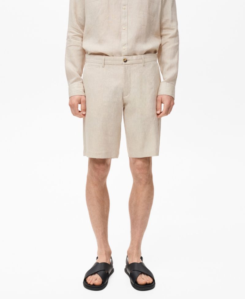 Men's Slim-Fit Linen Bermuda Shorts