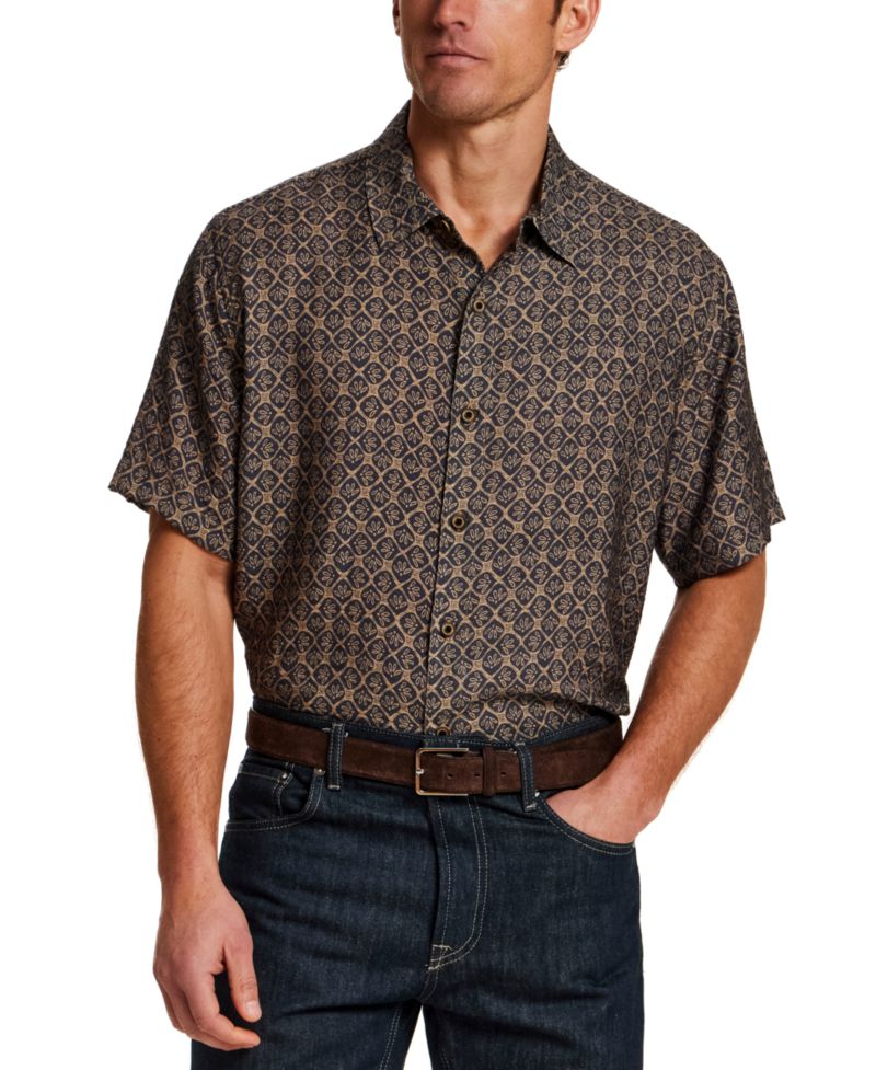 Men's Short-Sleeve Petal Print Shirt