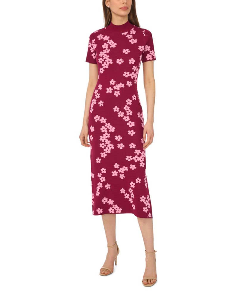 Women's Flower Jacquard Maxi Knit Dress
