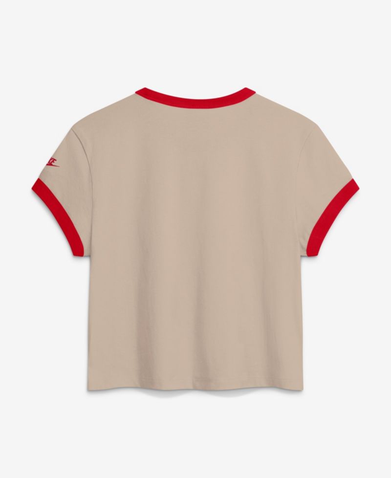 Women's Cream San Francisco 49ers Rewind Ringer Mod Cropped T-Shirt