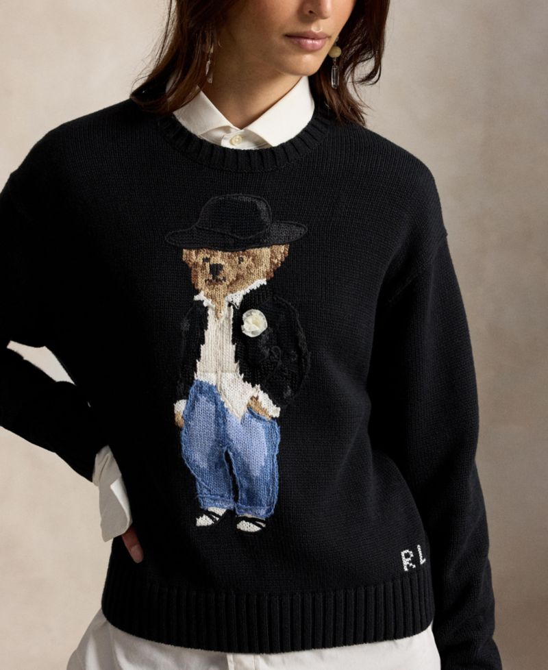 Women's Polo Bear Long-Sleeve Crewneck Sweater