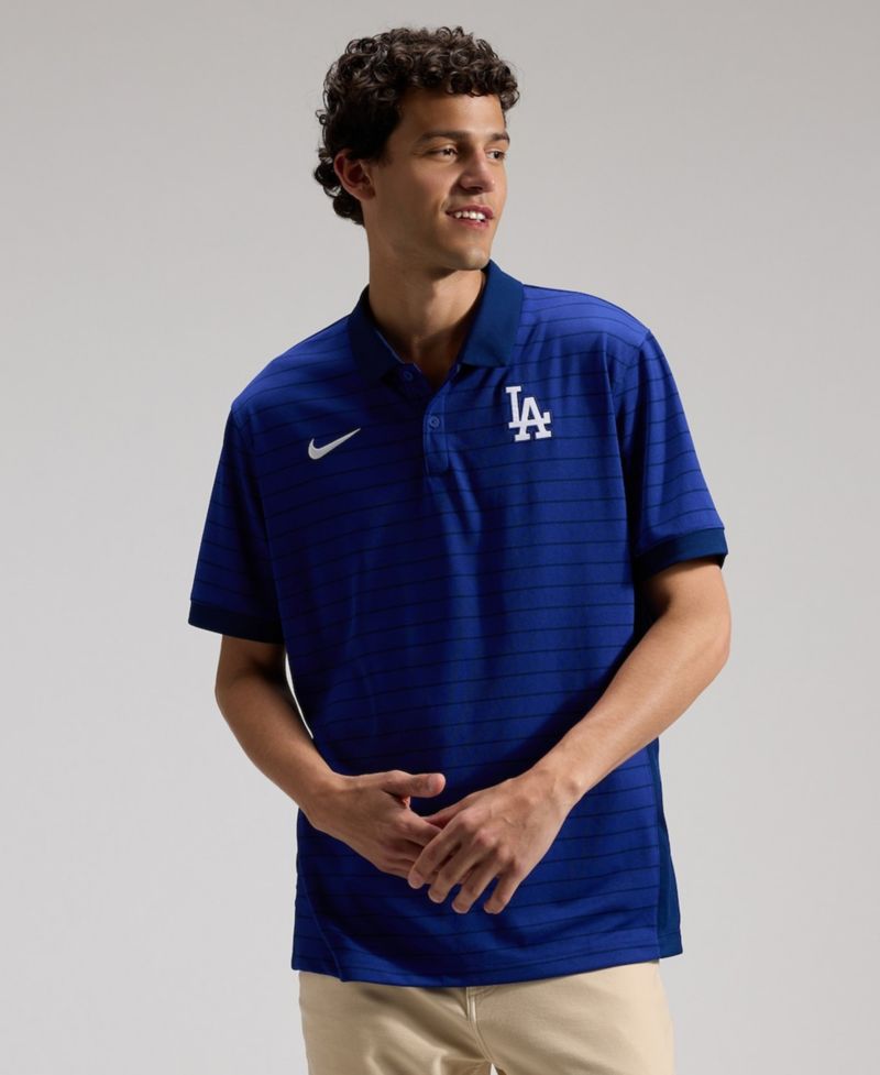 Men's Royal Los Angeles Dodgers Authentic Collection Striped Victory Dri-FIT Polo Shirt