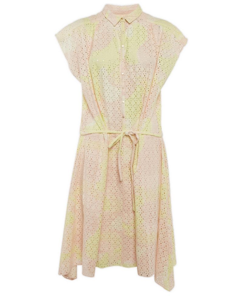 Women's Pre-Owned Zadig and Voltaire Yellow/pink Camouflage Print Anglaise Requiem Short Dress