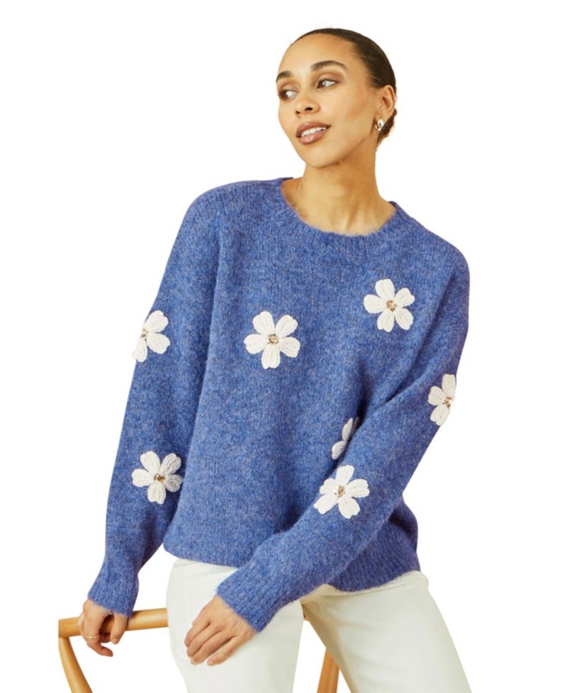 Women's Crochet Flower Knit Sweater