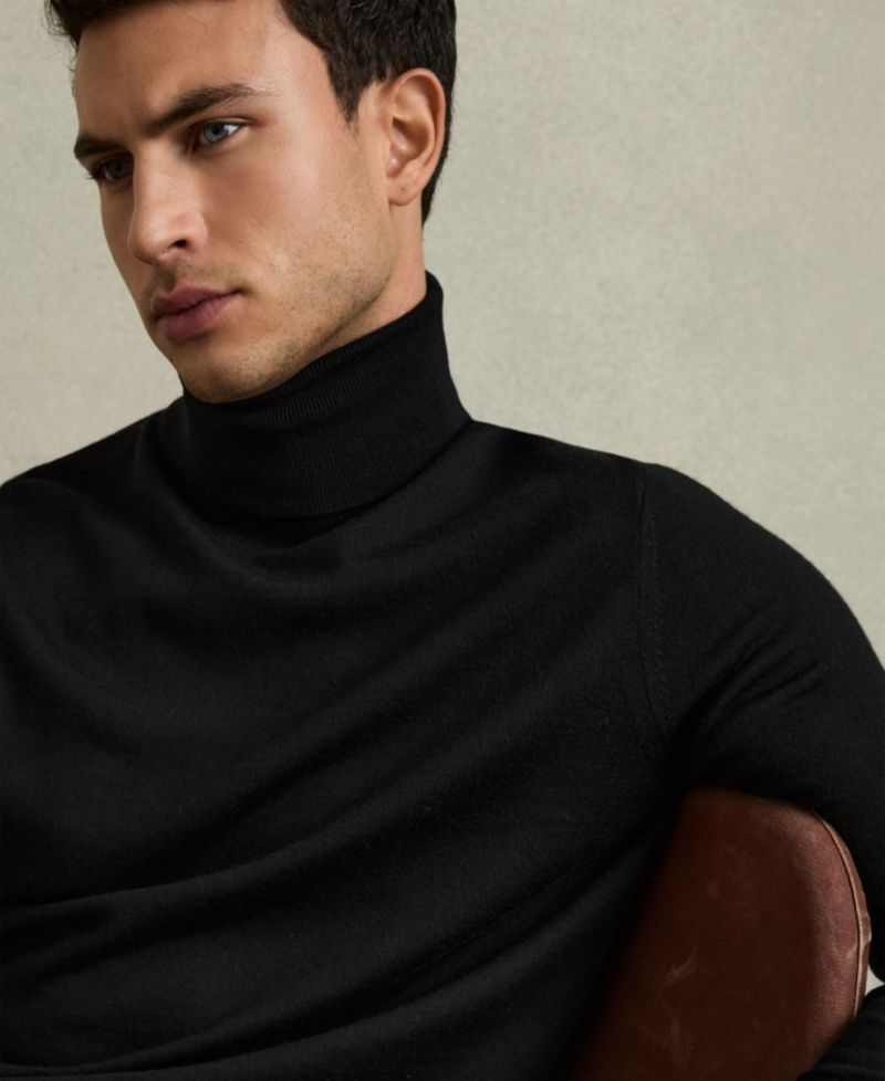 Men's Caine Slim Fit Merino Wool Roll Neck Sweater