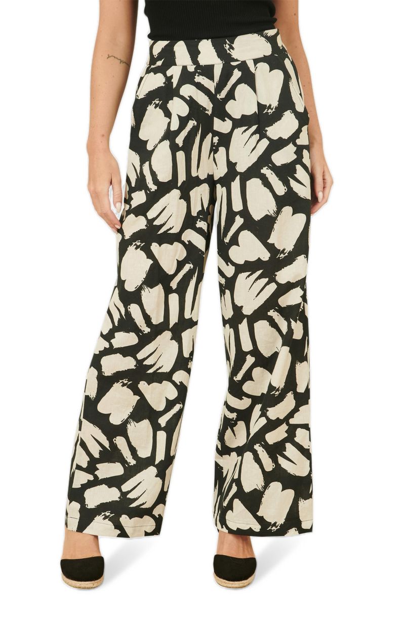 Women's High Waisted Printed Wide Leg Trousers