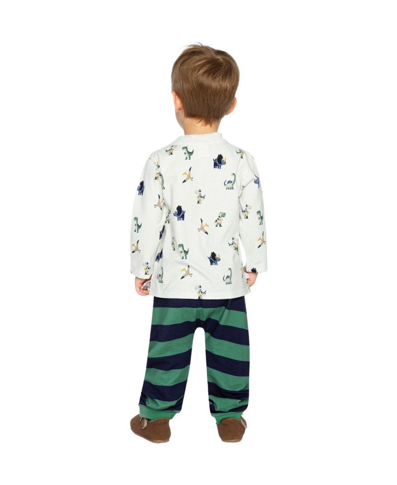 Baby Boy (6M-24M) Cotton T-Shirt and Fleece Pant Set Dinosaur Print