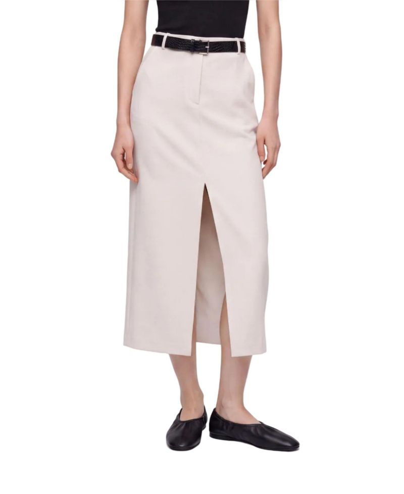 Women's Belted Front-Slit Maxi Skirt