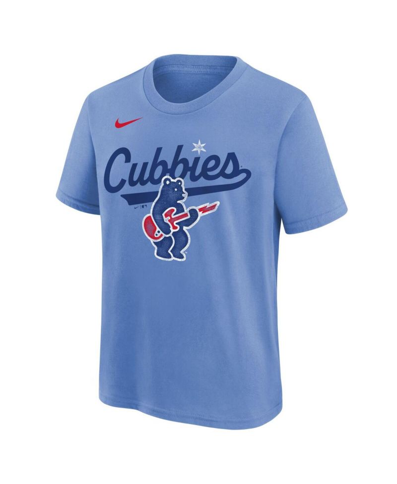 Big Boys and Girls Light Blue Chicago Cubs Electric Bear Alternate T-Shirt