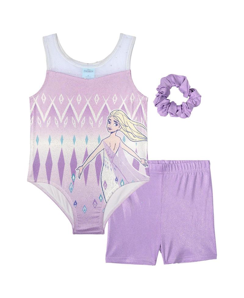Queen Elsa Girls 5-8 Gymnastics Leotard and Shorts Set