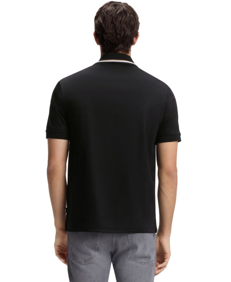 Men's Cotton Slim-Fit Striped Collar Polo Shirt